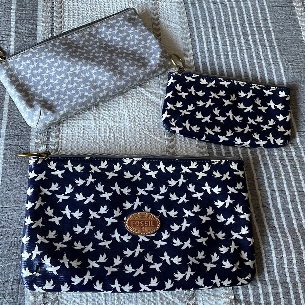 3 pc Fossil cosmetic bags